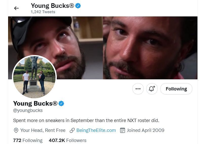 The Young Bucks' bio in response to Top Dolla's tweet