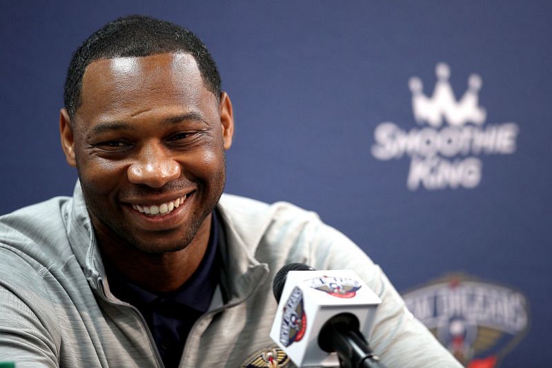 Willie Green, head coach of the New Orleans Pelicans, speaks to the media during Media Day at Smoothie King Center on September 27, 2021 in New Orleans, Louisiana.