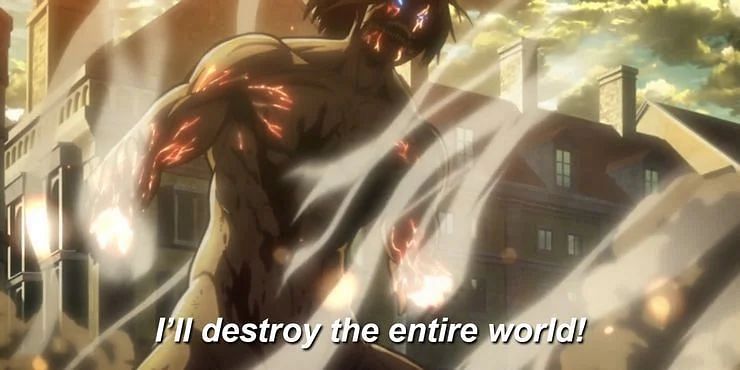 Eren defeats Annie and rages out against the world he knows (Image via Funimation)