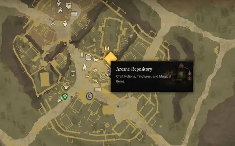 The Arcane Repository on the map in New World (Image via Amazon Games)