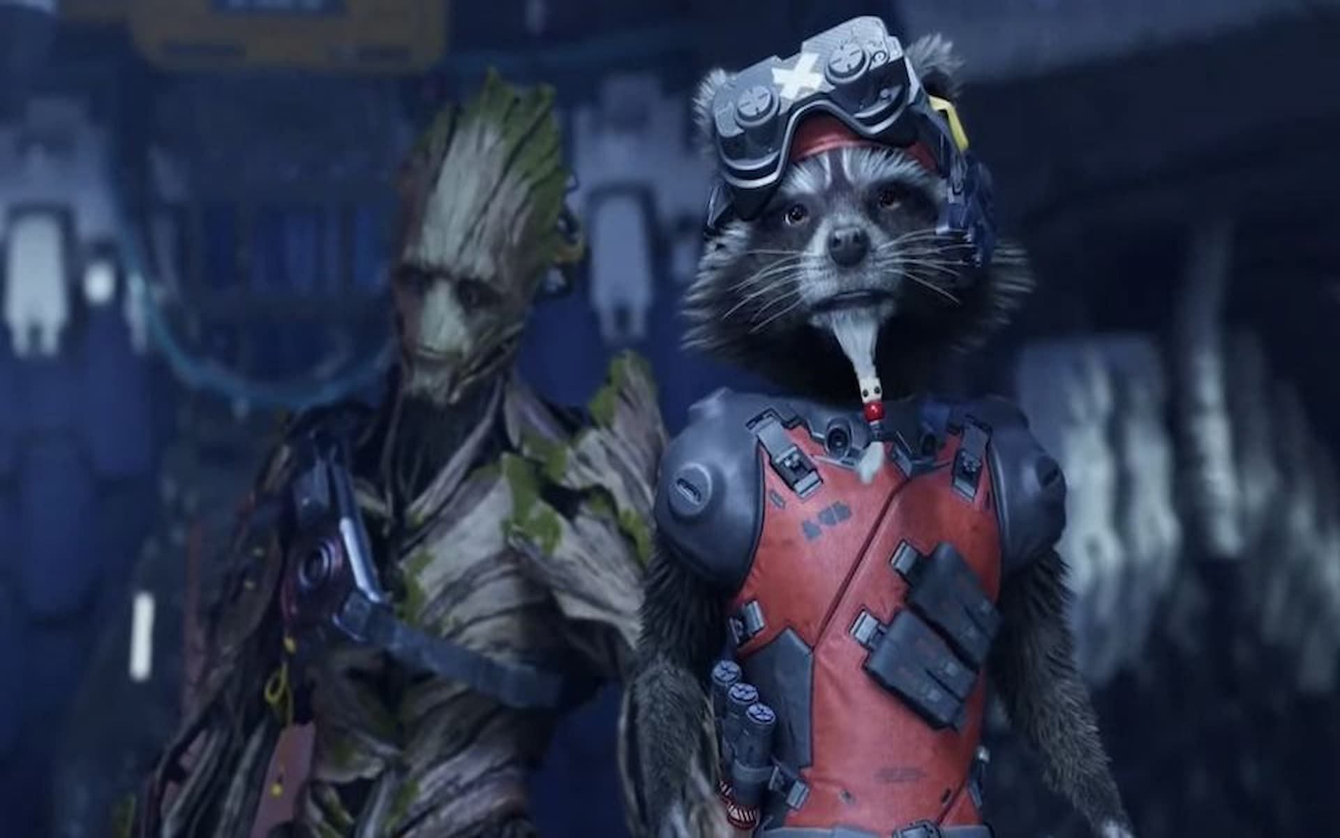 Groot and Rocket Raccoon in Marvel&#039;s Guardians of the Galaxy (Image via Square Enix)