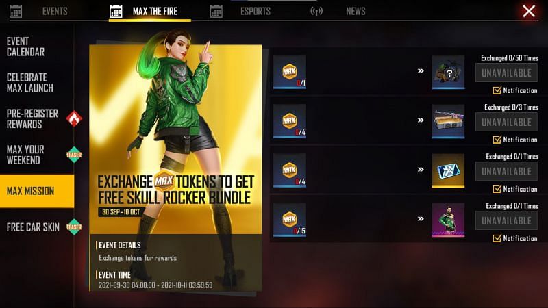 Players will then be eligible to claim the rewards in the Max Mission event (Image via Free Fire)