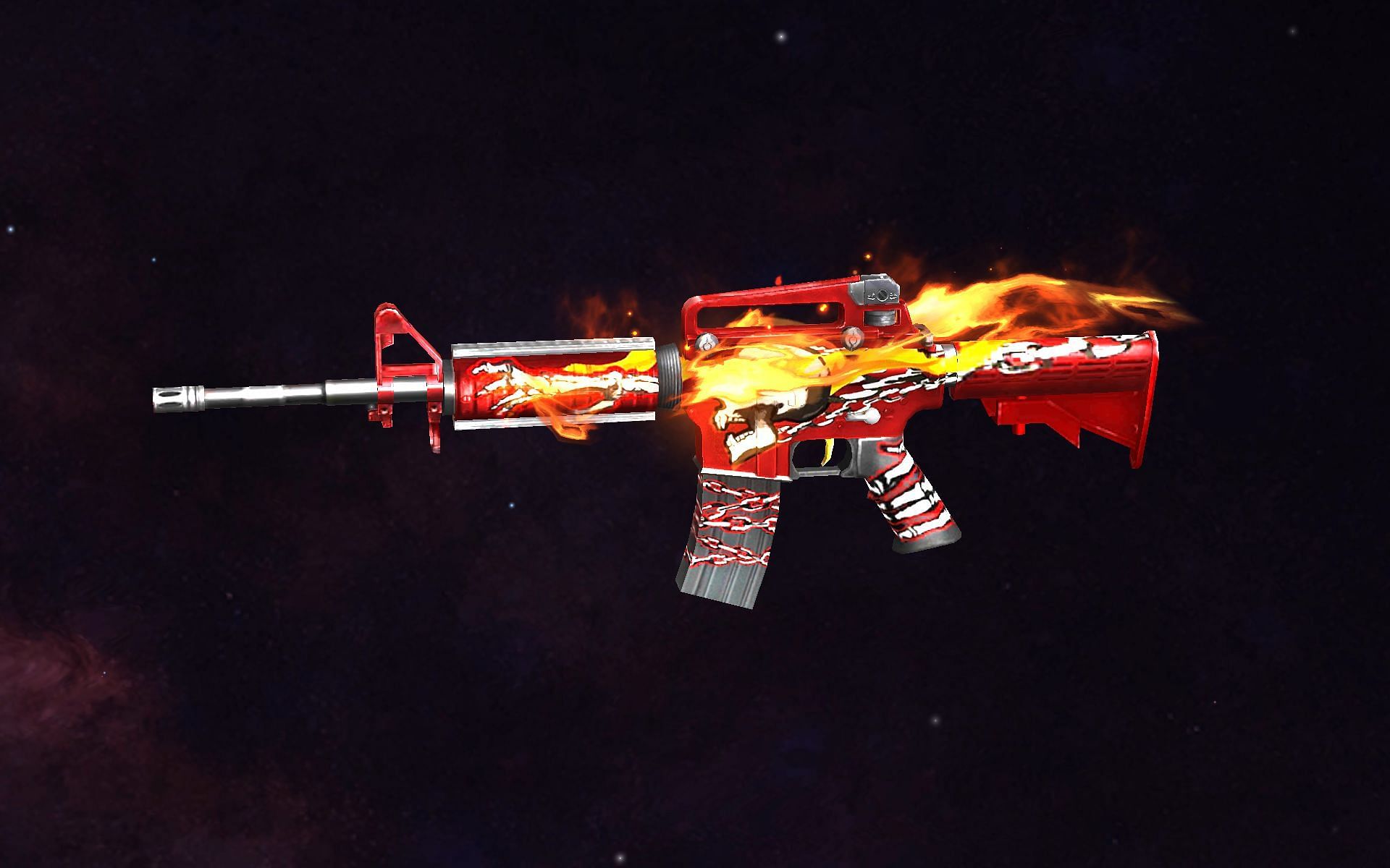 M4A1 &ndash; Flaming Skull is one of the skins available to users (Image via Free Fire)