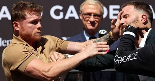 Canelo Alvarez (left) vs. Caleb Plant (right)- Press Conference