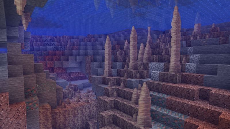 An underwater dripstone cave (Image via Minecraft)