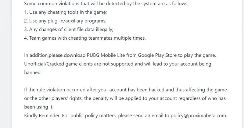 Here are a few things that developers have mentioned about account ban (Image via Tencent)