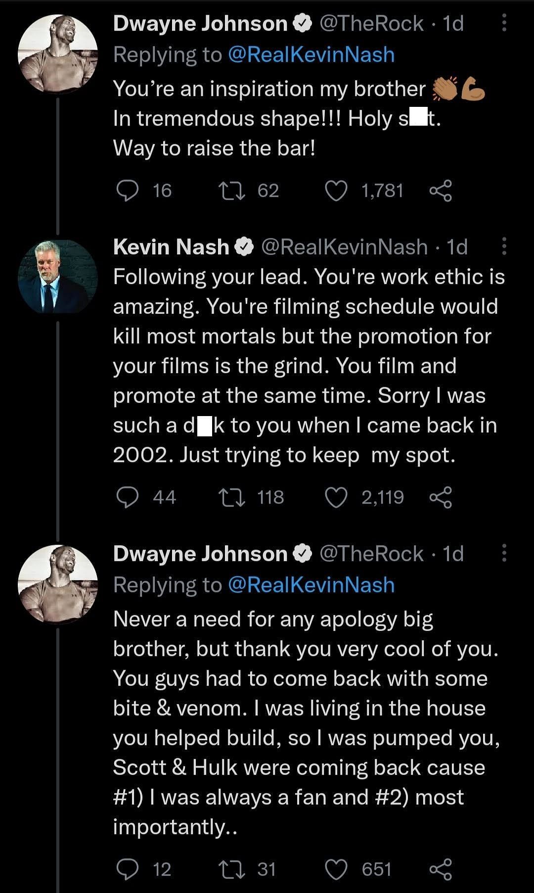 The Rock responds to Kevin Nash&#039;s apology.