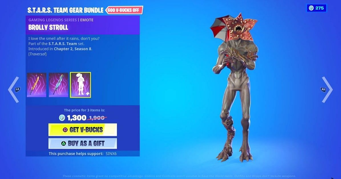 Brolly Stroll emote is available in the Item Shop now (Image via Fortnite)