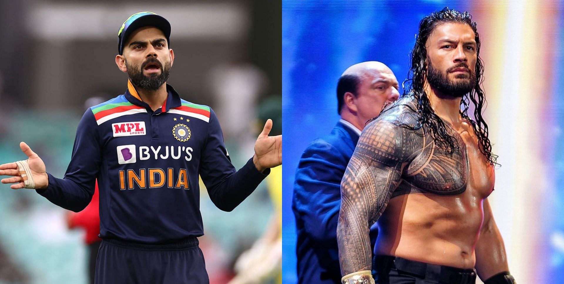 भारतीय कप्तान विराट कोहली और WWE दिग्गज रोमन रेंस