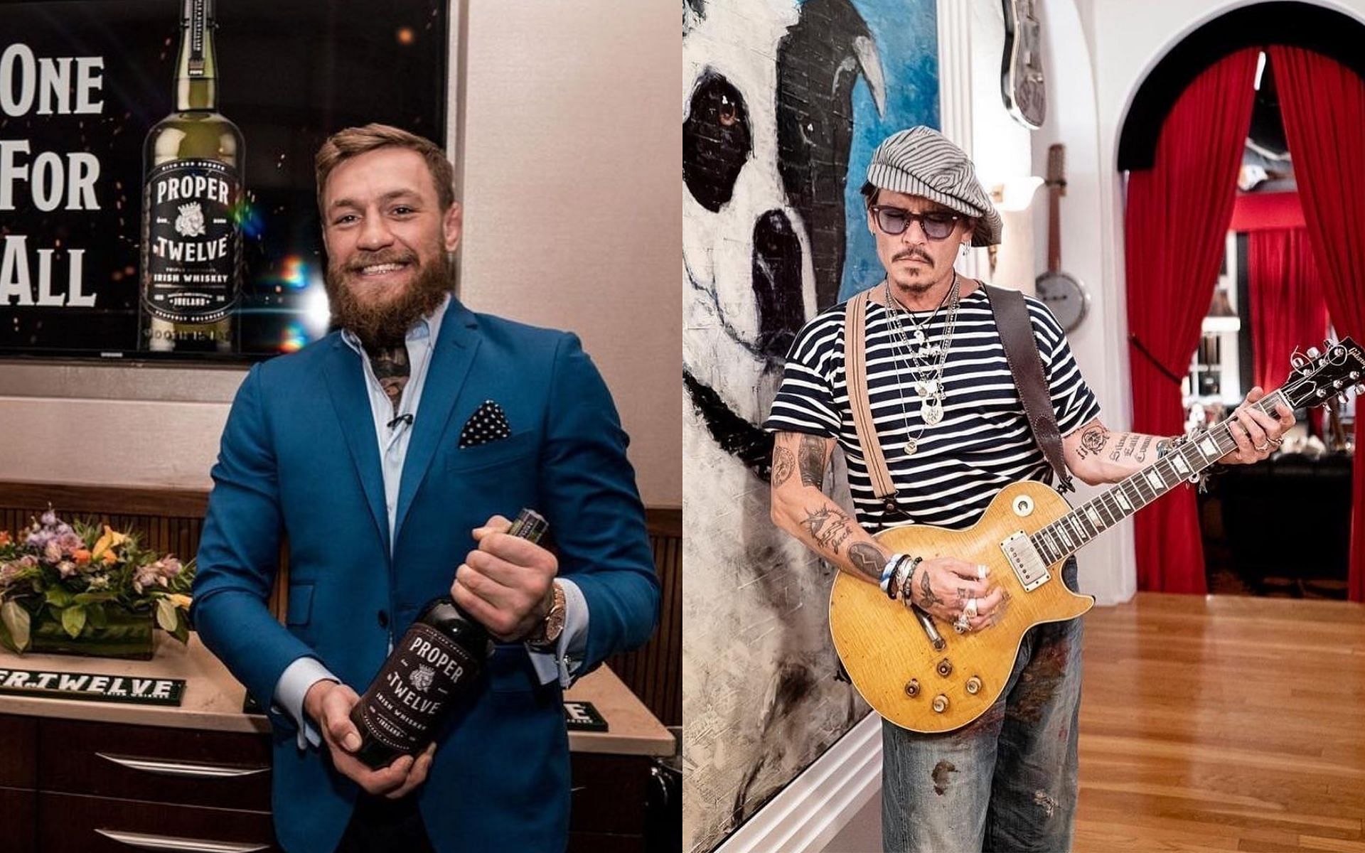 Conor McGregor (L) and Johnny Depp (R) via Instagram @thenotoriousmma and @johnnydepp