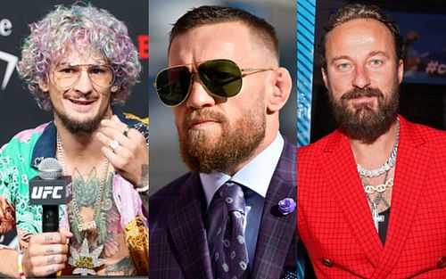 Sean O'Malley (left); Conor McGregor (center); Francesco Facchinetti (right)