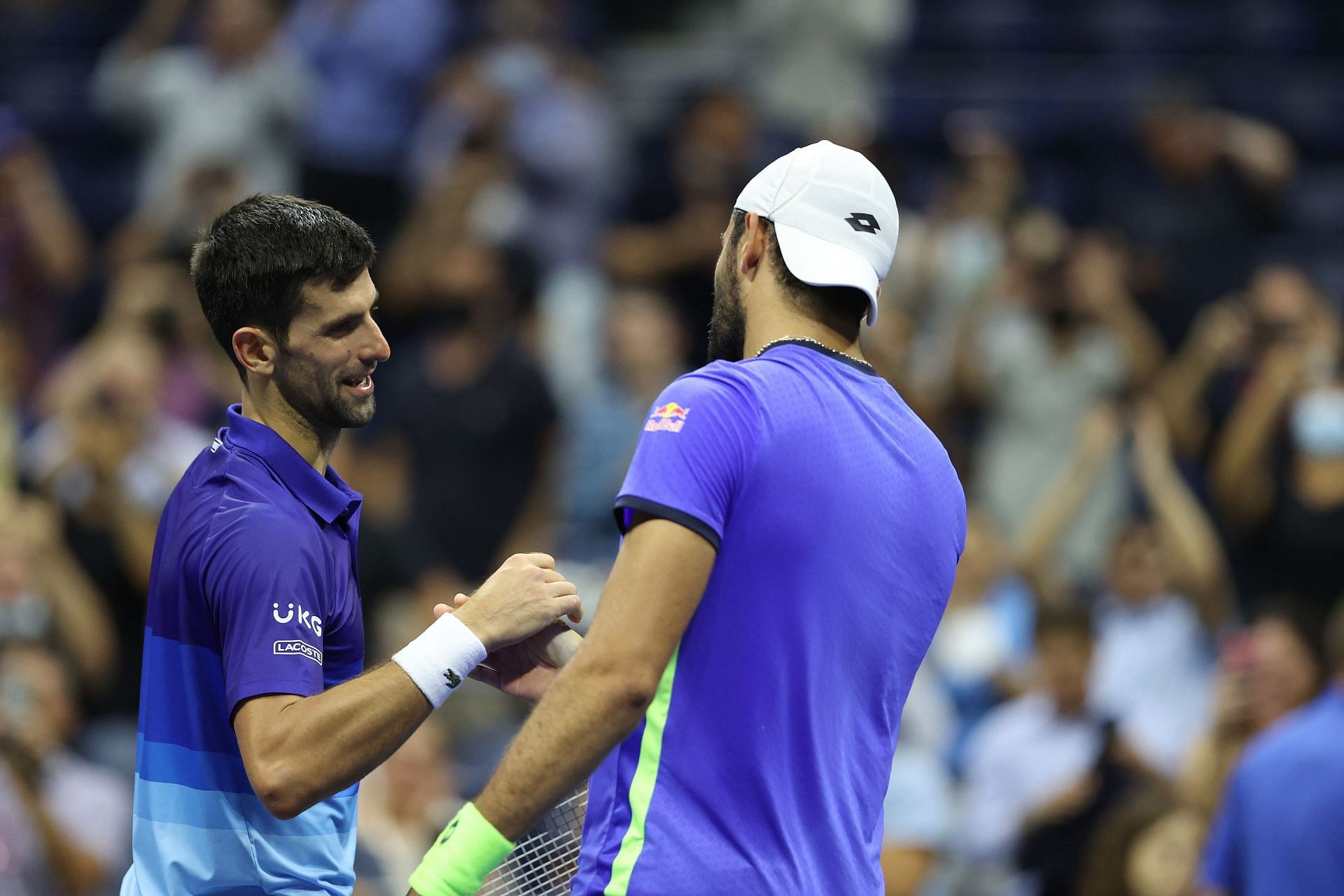 Novak Djokovic after defeating Matteo Berrettini at the 2021 US Open