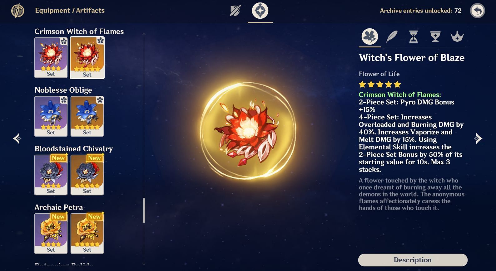 Crimson Witch of Flames description (Image via Genshin Impact)