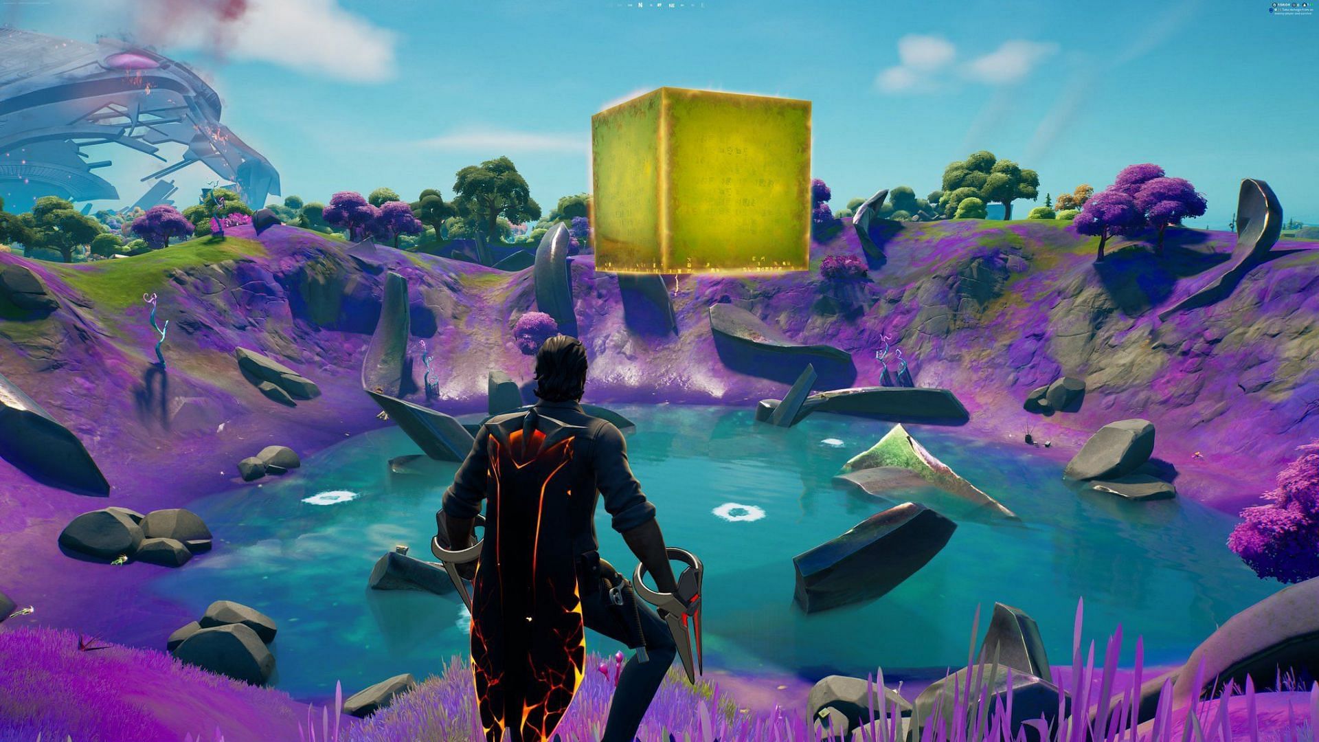Glevin, the Golden Cube in Fortnite, has reached the Aftermath (Image via Twitter/GhostOpsFN)