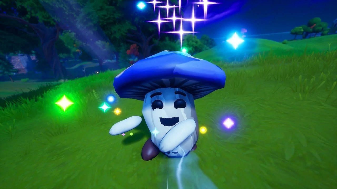 Bud the Mushroom can now perform emotes and glow while dancing for the players in Fortnite Chapter 2 Season 8 (Image via Twitter/ VitthalG17)