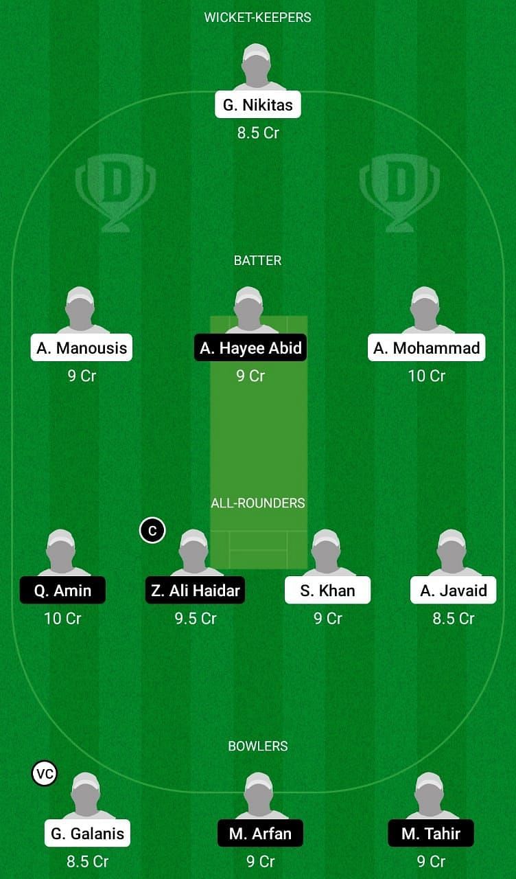 Dream11 Team for GEK vs Athens Cricket Academy - ECS T10 Corfu, Greece 2021 Qualifier 1.