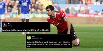 “Give me a proper captain” - Manchester United fans accuse club of ‘donating £80m’ after Harry Maguire’s dismal display against Leicester City