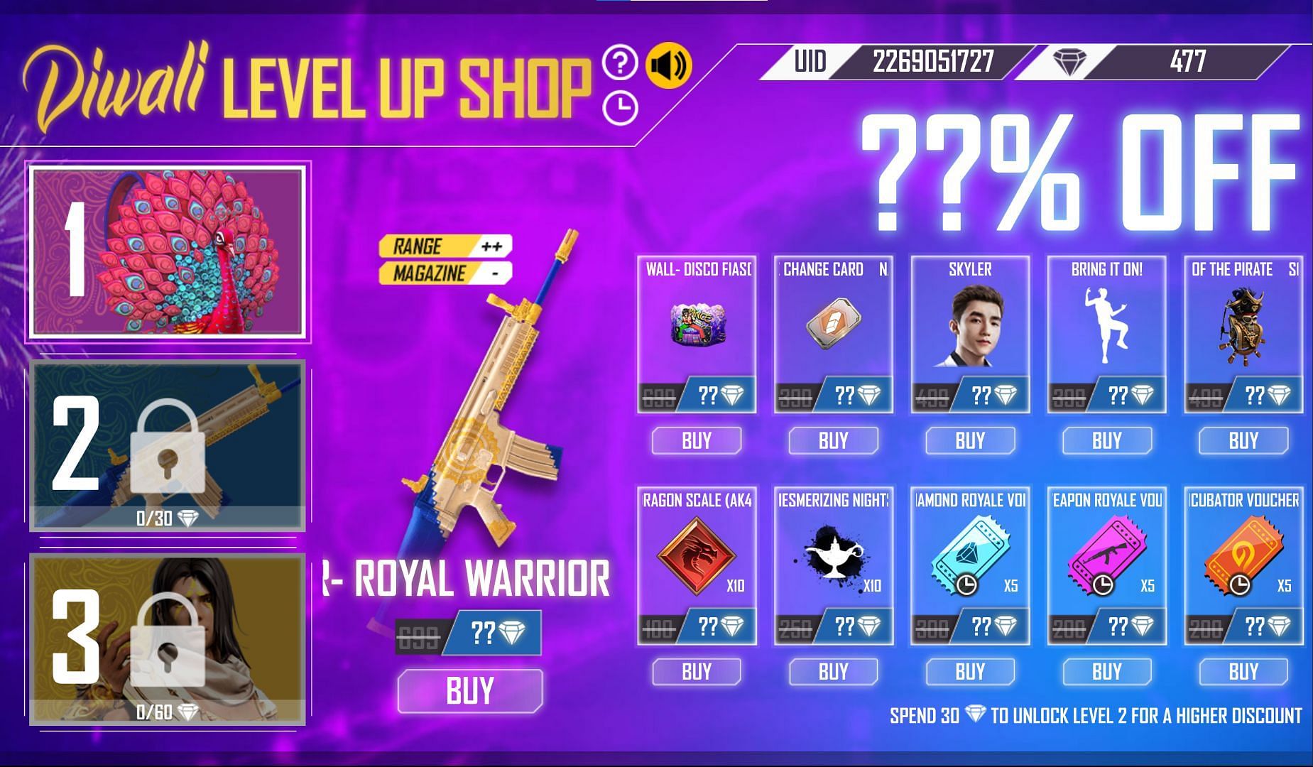 Name change cards are also available in Diwali Level Up Shop (Image via Free Fire)