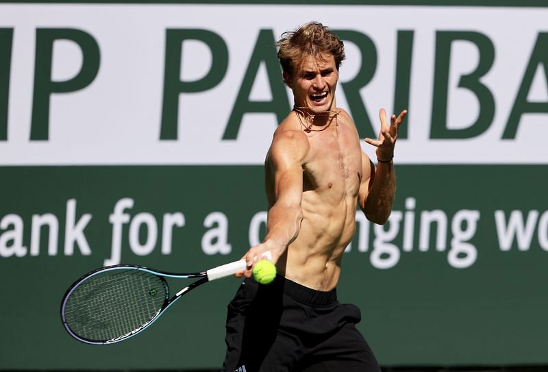 Alexander Zverev training ahead of the BNP Paribas Open