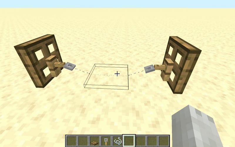An image of a simple tripwire hook dupe machine (Image via Minecraft)