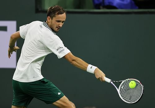 Daniil Medvedev in action at BNP Paribas Open - Day 6