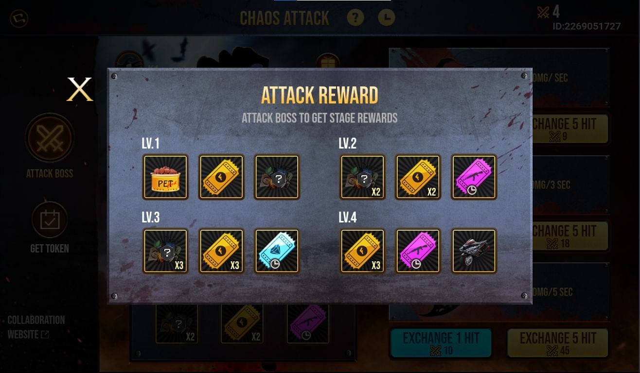 The numerous attack rewards (Image via Free Fire)