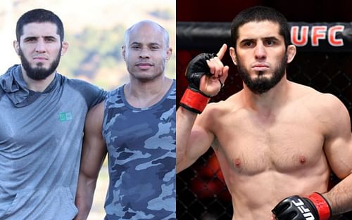 Islam Makhachev (left and right); Ali Abdelaziz (center) (*Images courtesy: @aliabdelaziz000 Instagram; Getty)