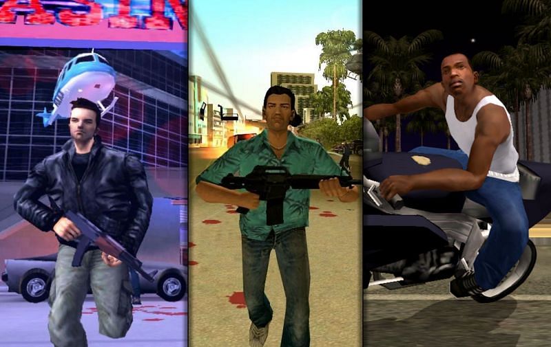 The original GTA trilogy consists of GTA 3, Vice City, and San Andreas (Image via Sportskeeda)