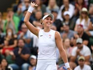 Beatriz Haddad Maia celebrates a win at the 2019 Wimbledon Championships