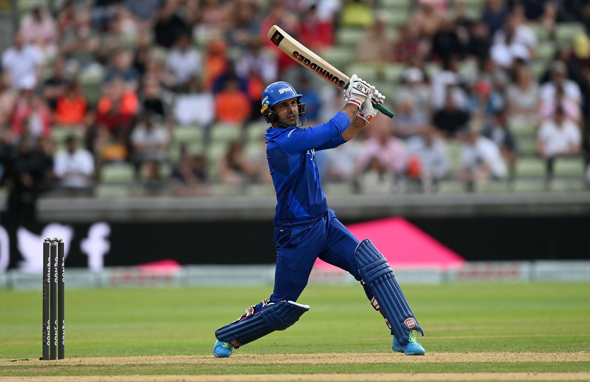 Mohammad Nabi in action during The Hundred.