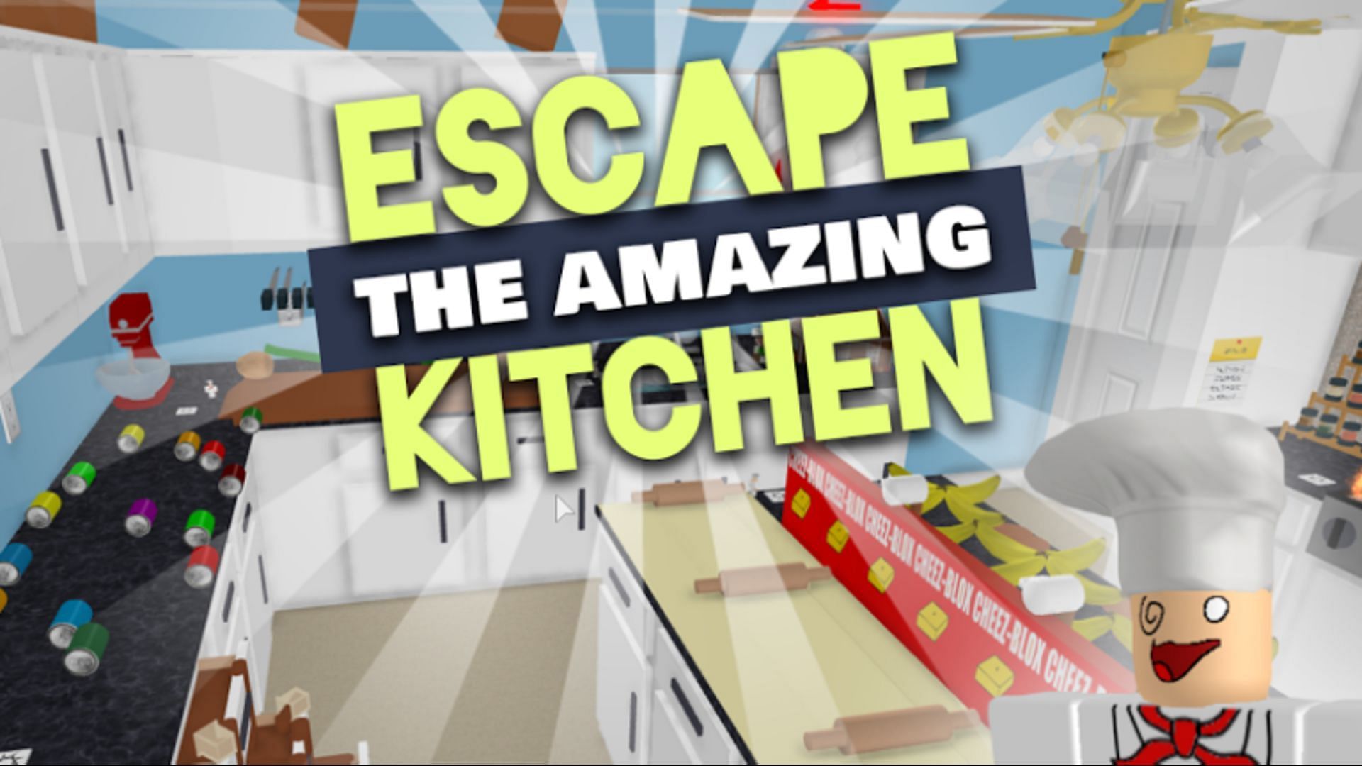 A kitchen dressed as an obby (Image via Roblox)
