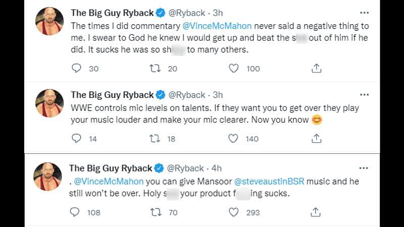 Ryback tweeted his thoughts about WWE during SmackDown