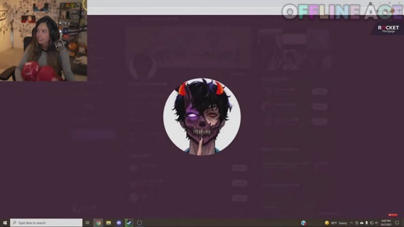 Valkyrae showing Corpse&#039;s profile picture (Image via Offline Ace on YouTube)