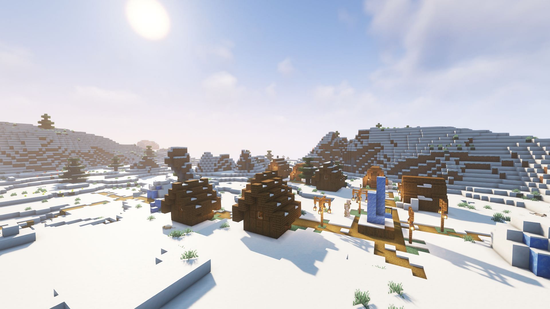 A snowy village (Image via Minecraft)