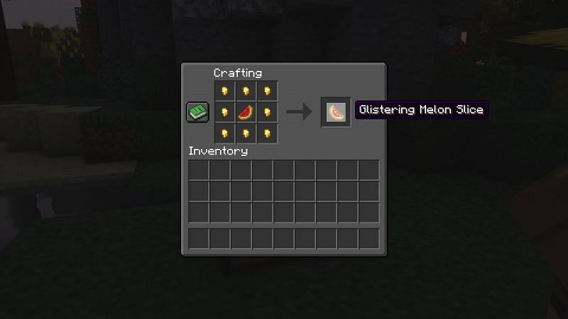 Crafting recipe for glistering melon slices (Image via Minecraft)