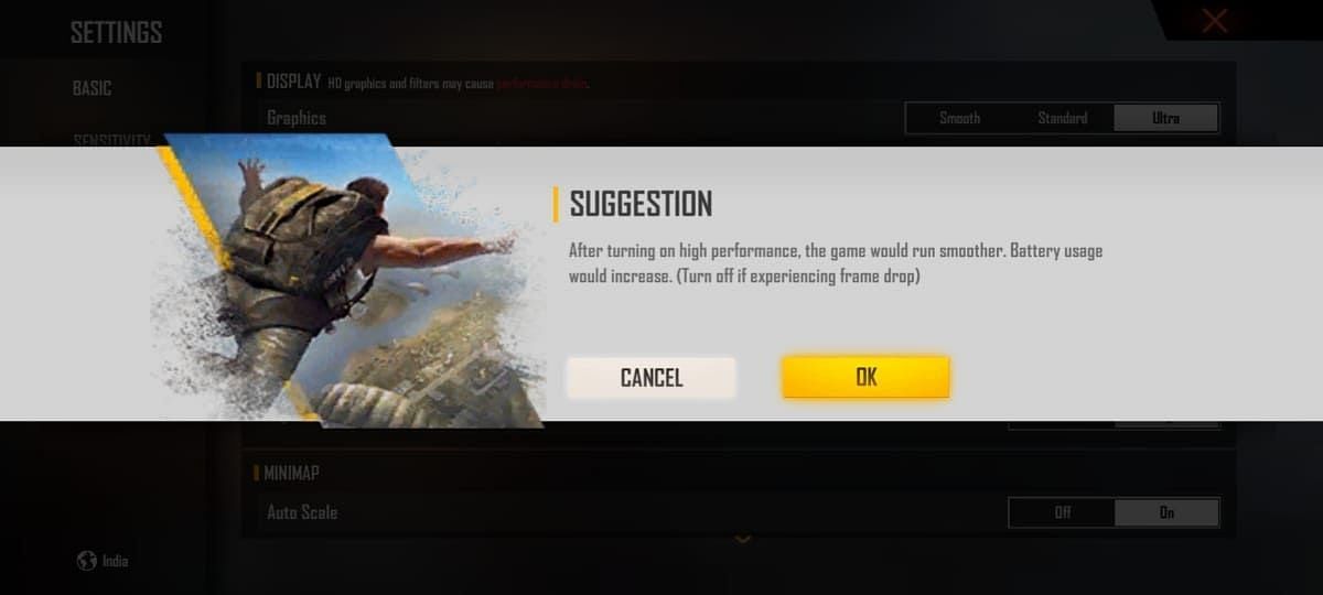 High FPS pop-up (Image via Free Fire)