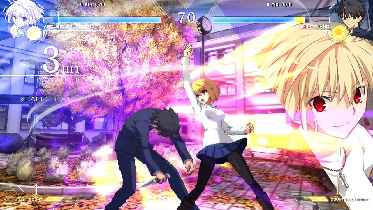 Arcueid using rapid beat on Shiki (Image via DELiGHTWORKS)