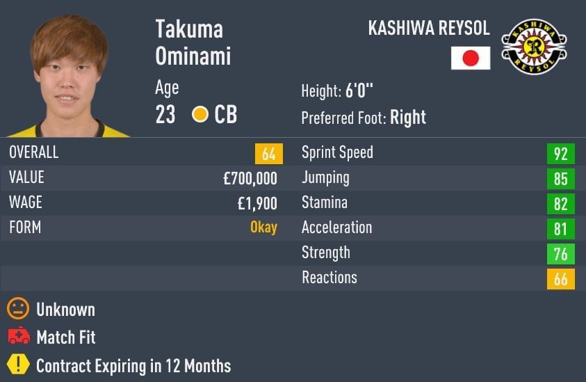 Ominami is the fastest player in J-league in FIFA 22 (Image via FIFA 22)