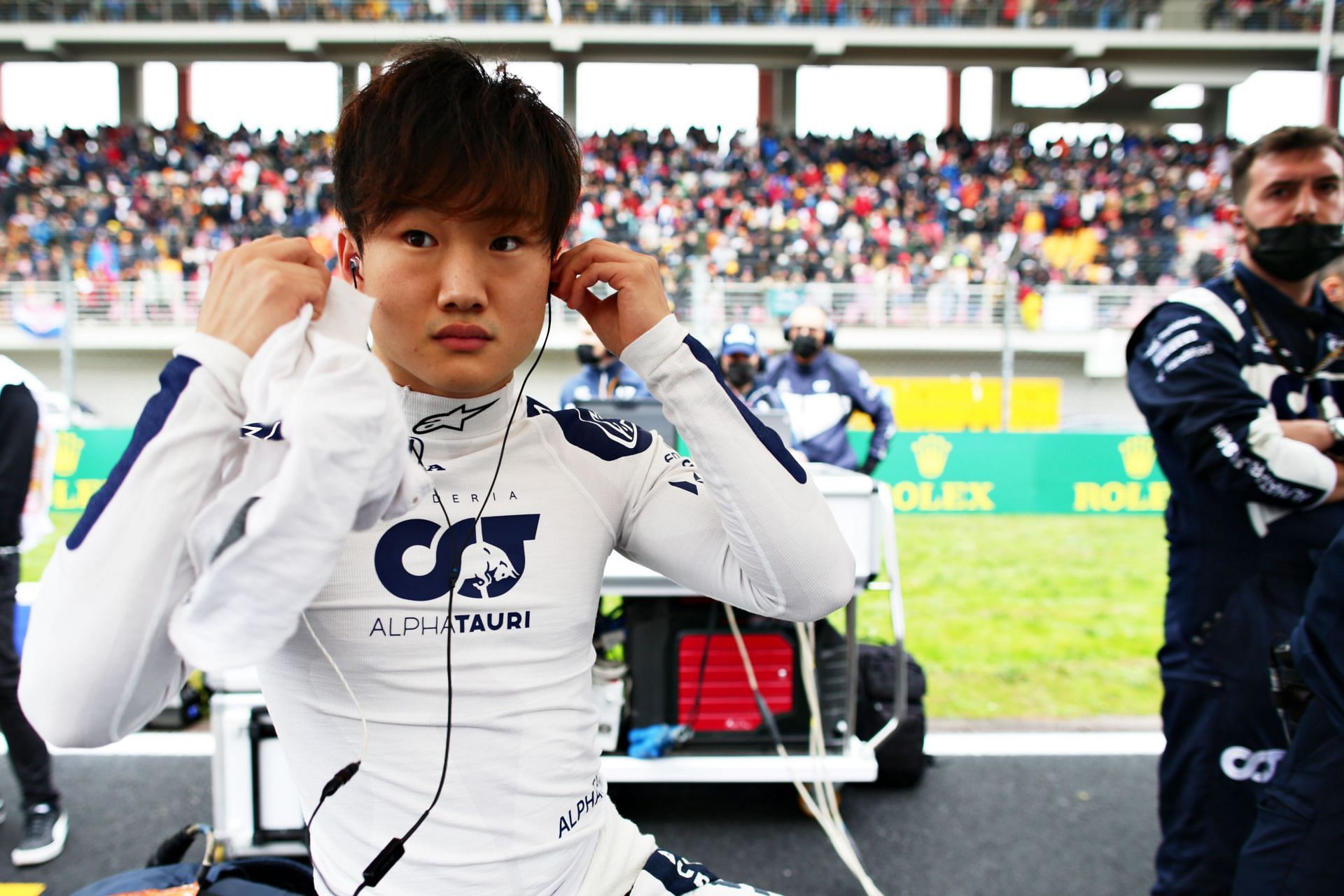 Yuki Tsunoda of Scuderia AlphaTauri prepares to drive on the grid during the 2021 Turkish GP. (Photo by Peter Fox/Getty Images)