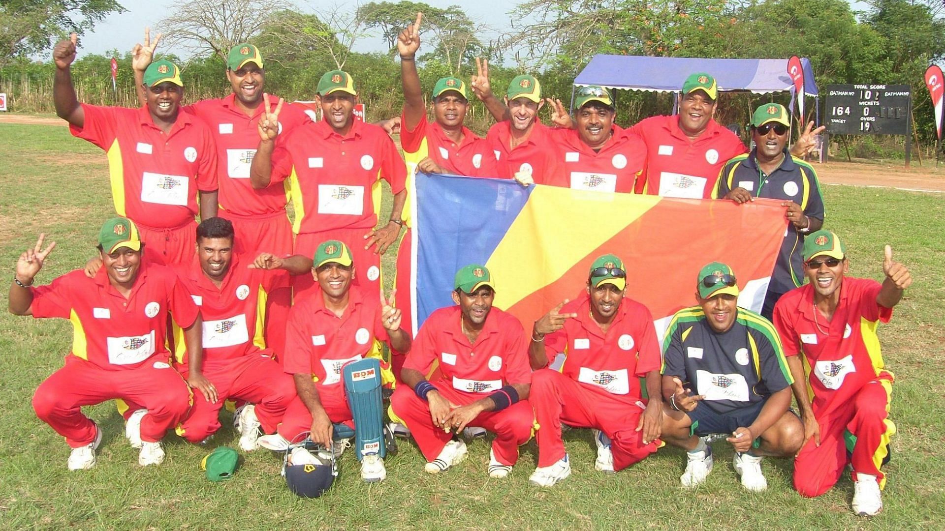 The Seychelles cricket team strikes a pose. (Image Credits: Twitter)