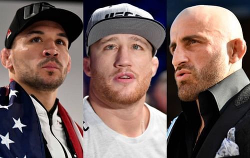 Michael Chandler (left); Justin Gaethje (center); Alexander Volkanovski (right).