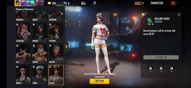 Olivia character in Free Fire (Image via Garena)