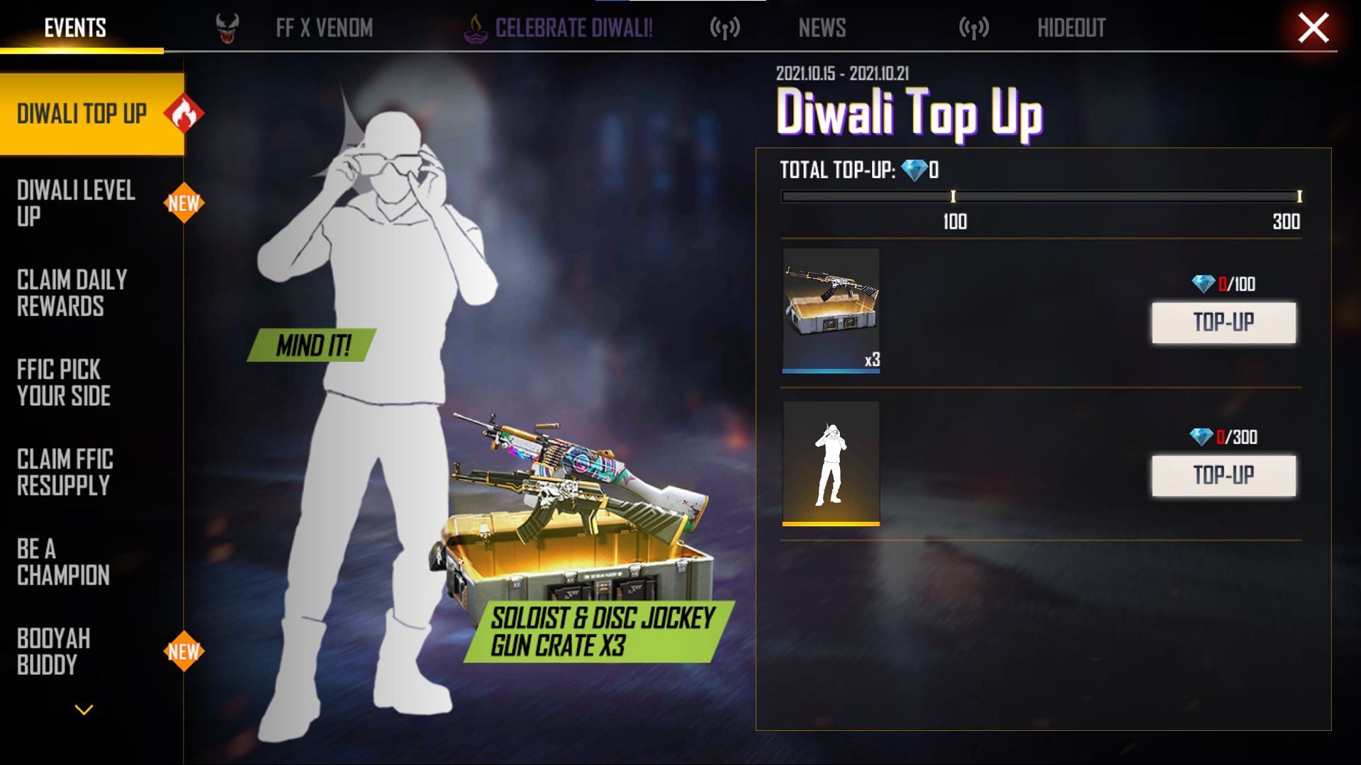 The Diwali Top Up event ends today (Image via Free Fire)