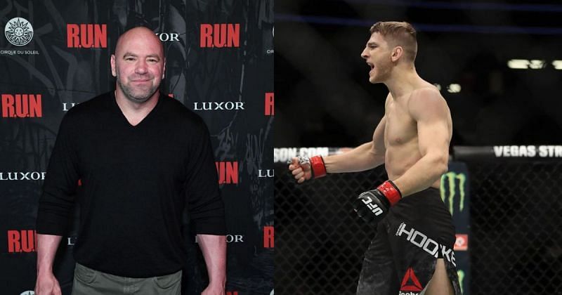 Dana White (left), Dan Hooker (right) [@danhangman via Instagram]