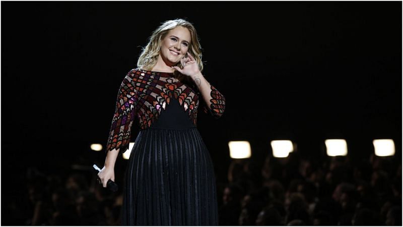 Adele during the 59th Annual Grammy Awards at the Staples Center in Los Angeles (Image via Getty Images)