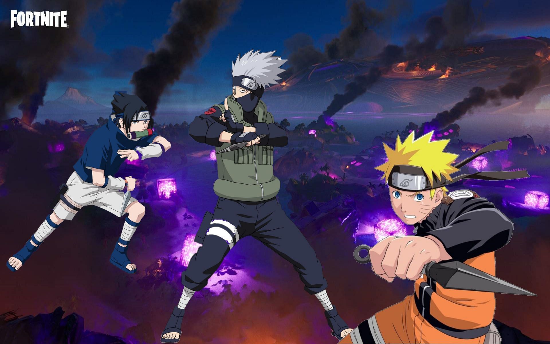 Fortnite leak indicates the release of Naruto, Kakashi, Sasuke, and Kunai weapons (Image via Sportskeeda)