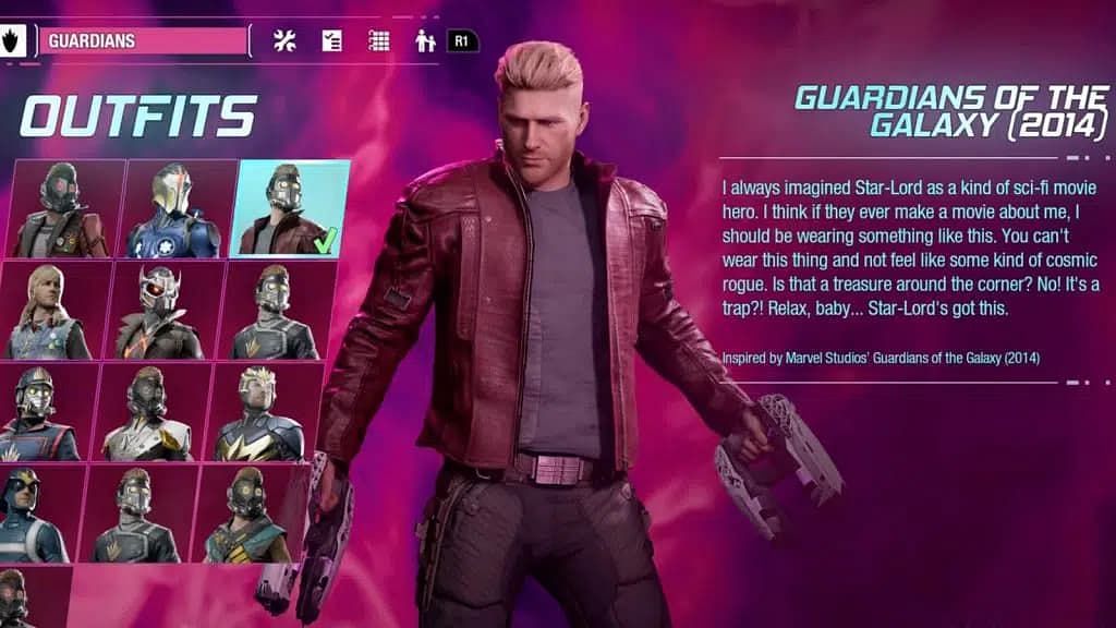 Star-Lord&#039;s MCU outfit. (Image via Square Enix)