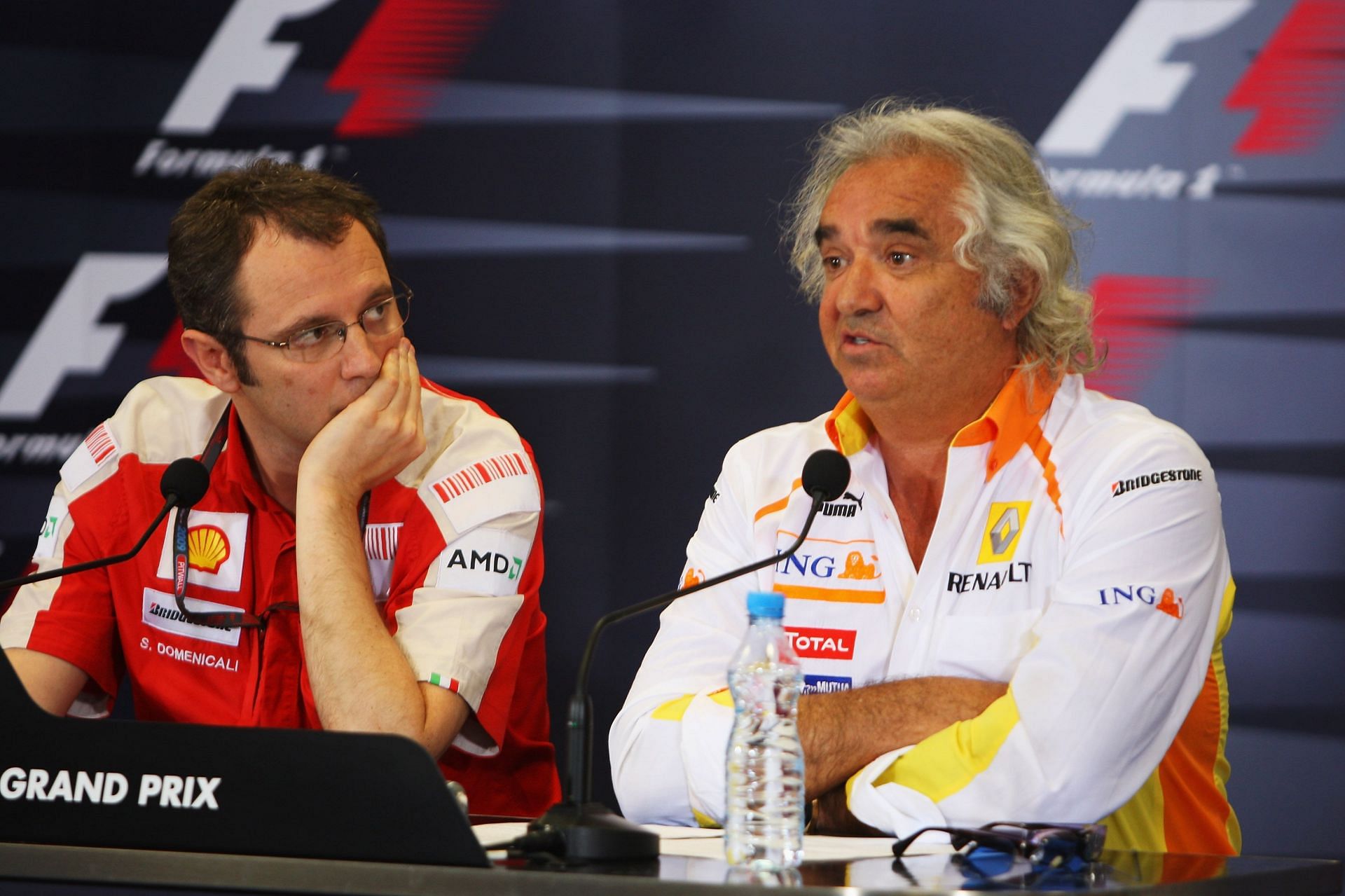 Ferrari Sporting Director Stefano Domenicali and Renault F1 Team Principal Flavio Briatore at a press conference ahead of the 2009 Turkish GP in Istanbul, Turkey. (Photo by Mark Thompson/Getty Images)
