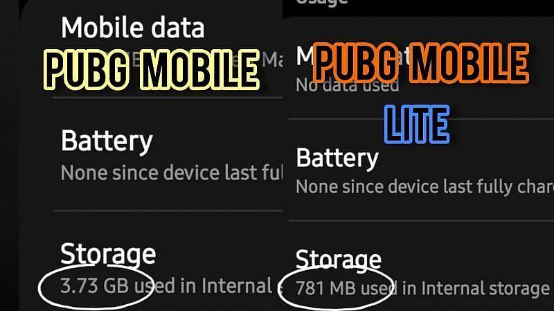 PUBG Mobile Lite और PUBG Mobile स्टोरेंज की तुलना 