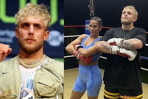 YouTube star Jake Paul with female pound-for-pound boxing star, Amanda Serrano